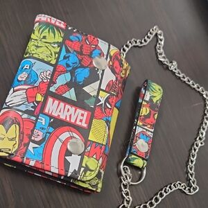 Marvel Multicolor Comic Wallet with Chain